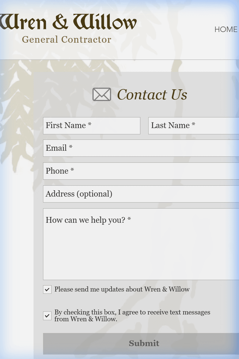 Mobile contact form overflow at 390px
