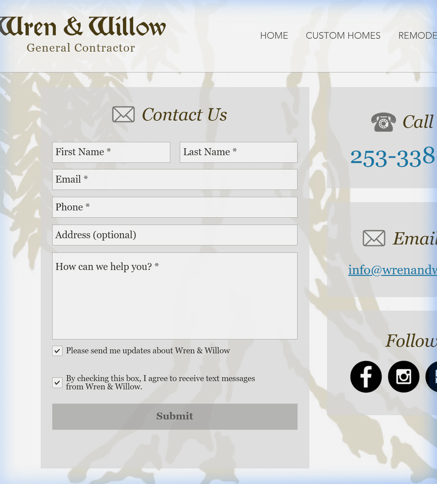 Tablet contact info truncated at 768px