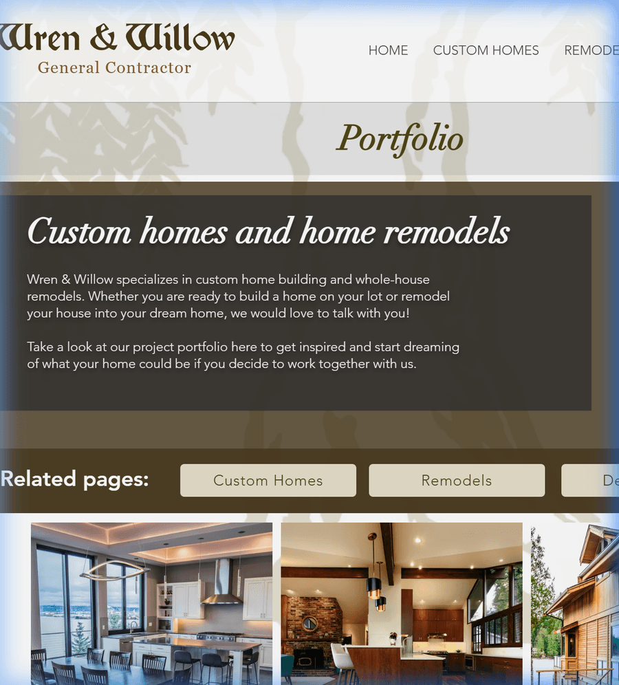 Tablet portfolio gallery sliced at 768px
